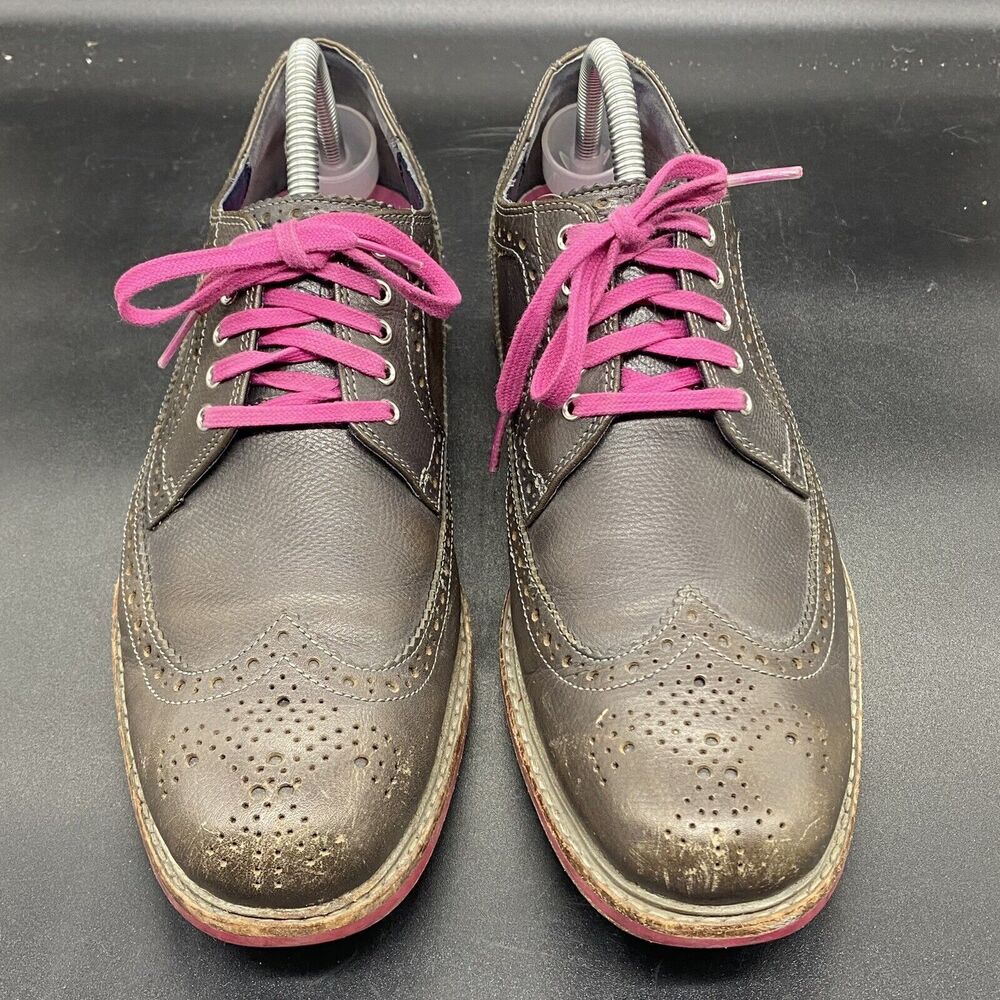 Cole Haan Leather Wing Tip Oxfords Pink Soles Men's Size 8.5M C11078 - Picture 3 of 8